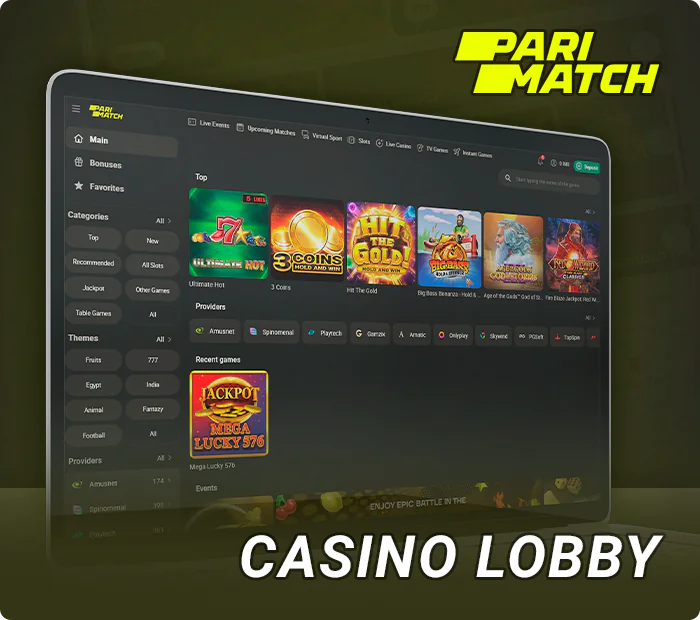 Parimatch online casino lobby information