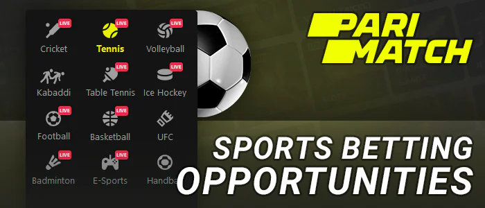 Types of sports for betting on Parimatch website