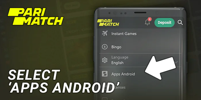 Download point for the Parimatch Android app