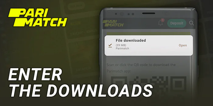 Open Parimatch installer for android