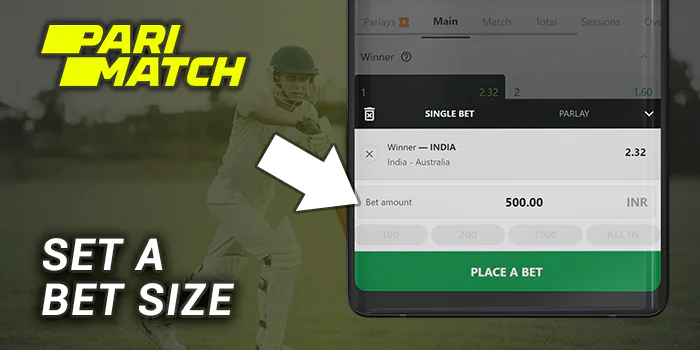 Set a bet size at Parimatch Cricket