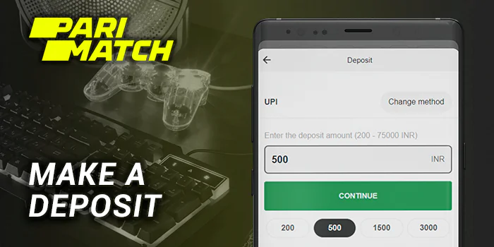 To start betting on E-Sports you need to make a first deposit at Parimatch India