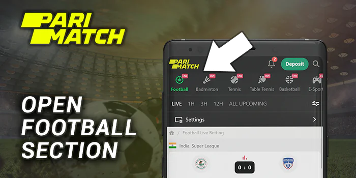 Open football section at Parimatch Sports