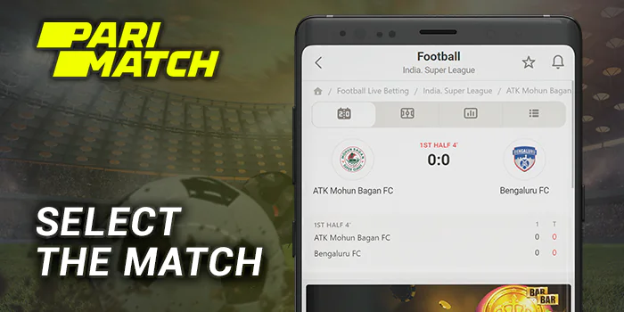 Select the football match to bet on at Parimatch
