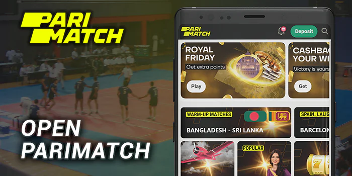 Open Parimatch Webpage or Mobile Application