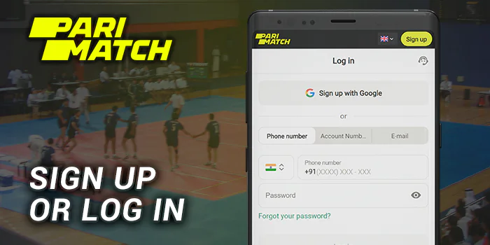 Sign up or log in at Parimatch India