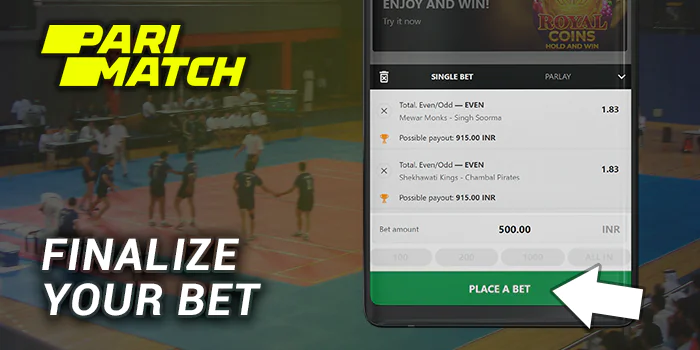 End your play at Parimatch Kabaddi by clicking the Button