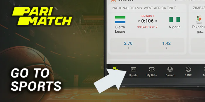 Go to the sports section of Parimatch