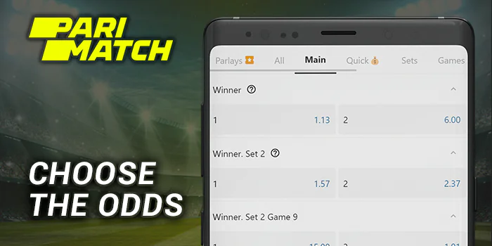 Choose the odds to bet in live at Parimatch