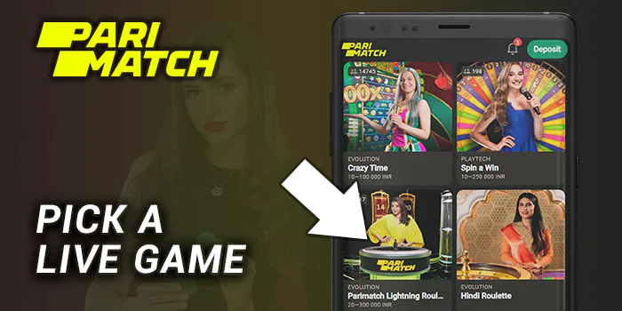 Pick a Live Game to play on at Parimatch Casino