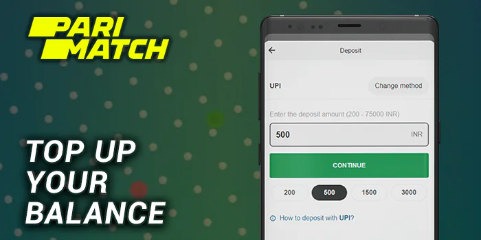 Make a deposit at Parimatch India using one of the payment methods