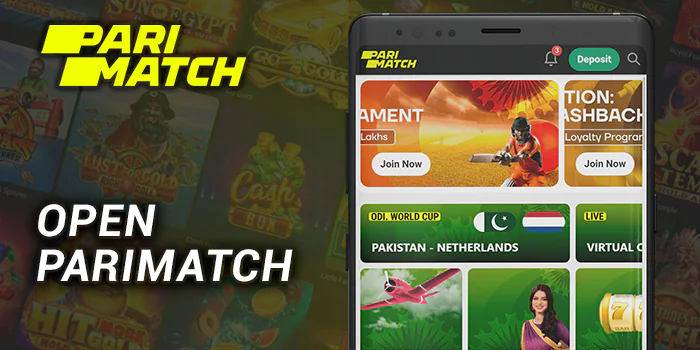 Open Parimatch website, to play slots