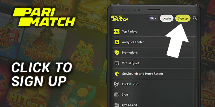 Click to 'Sign Up' button to start registration at Parimatch