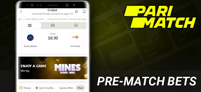 Pre-Match betting at Parimatch app