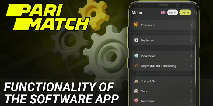 Functionality of Parimatch mobile application