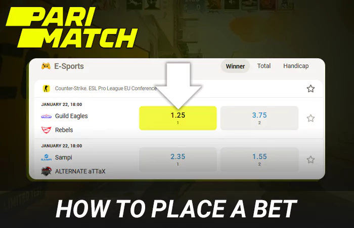 How to place a bet on Counter-Strike 2 at Parimatch