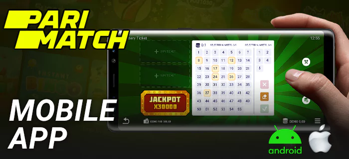 Parimatch mobile app for playing lottery