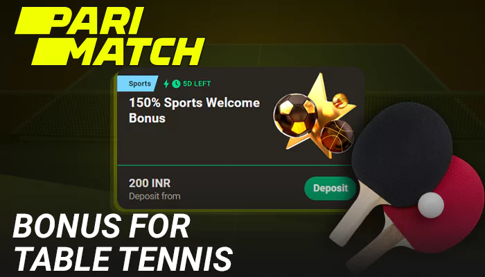 Bonus for table tennis betting at Parimatch in India
