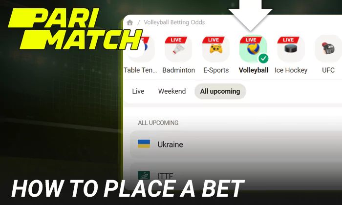 Instructions on how to bet on Volleyball on Parimatch
